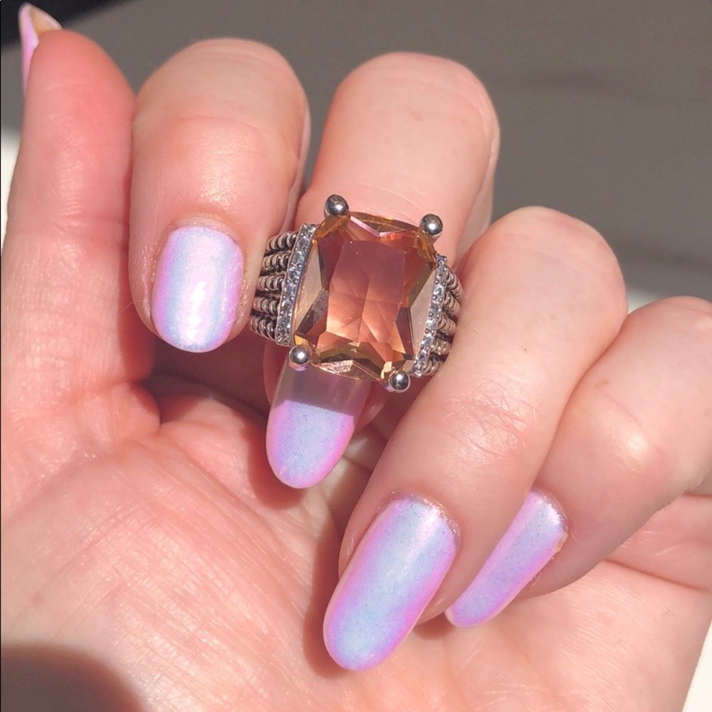 Morganite & Diamond Large Silver Wheaton Ring - Picture 7 of 7